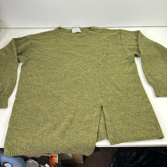 Vintage Linda Lundstrom Knit Long Sleeve Lagenlook Green Sweater with Slit - Picture 3 of 7